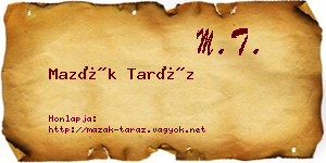 Mazák Taráz névjegykártya